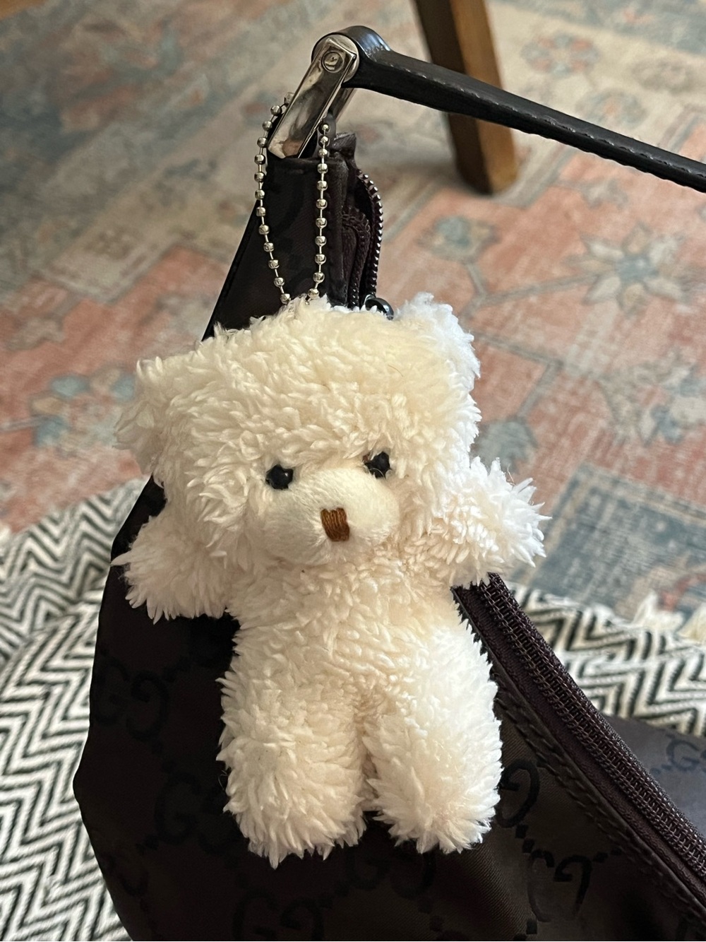 🧸NEW Teddy Bear Bag Charm Plush Cream Off White